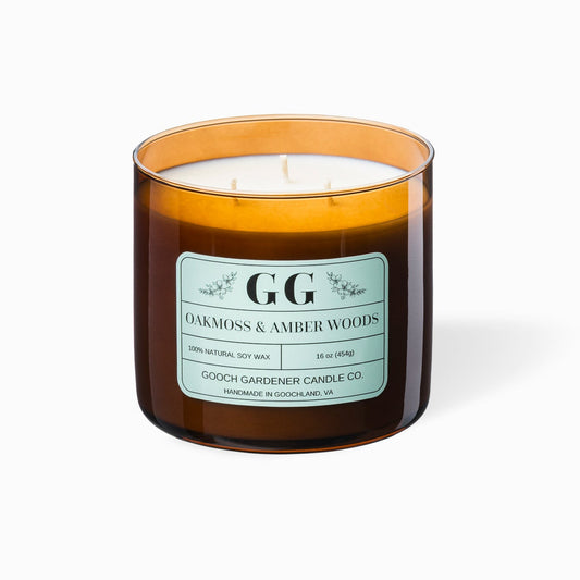 Candle with a label on a white background