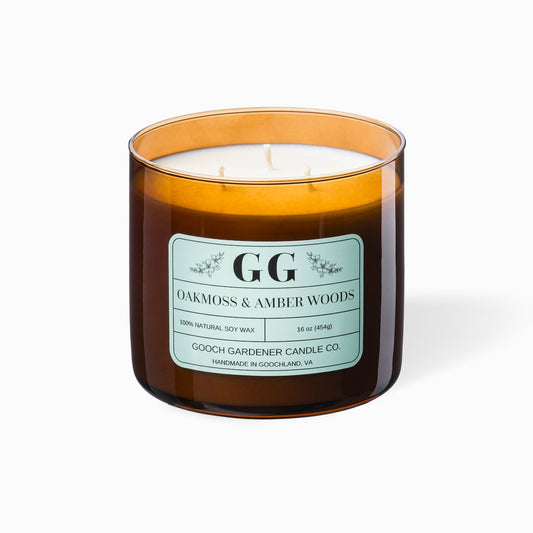 Candle with a label on a white background