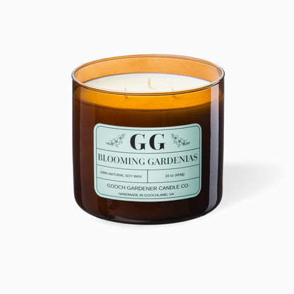 Candle with a label on a white background