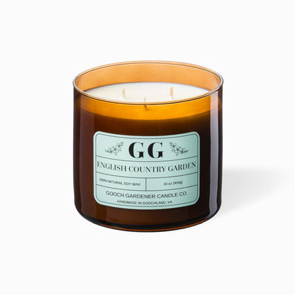 Candle with a label on a white background