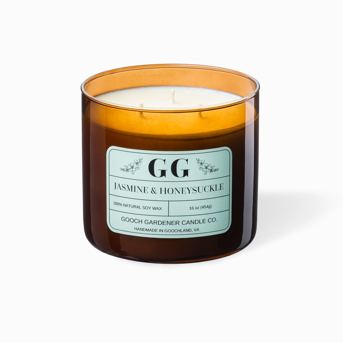 Candle with a label on a white background