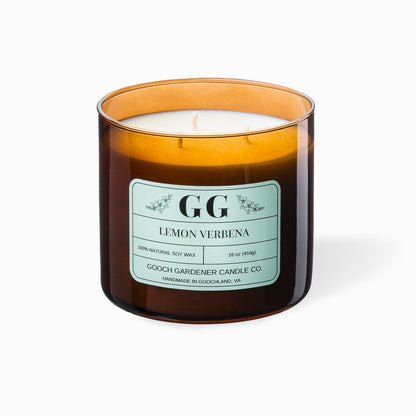 Candle with a label on a white background