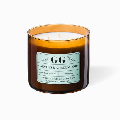 Candle with a label on a white background