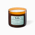 Candle with an amber glass jar and a label on a white background