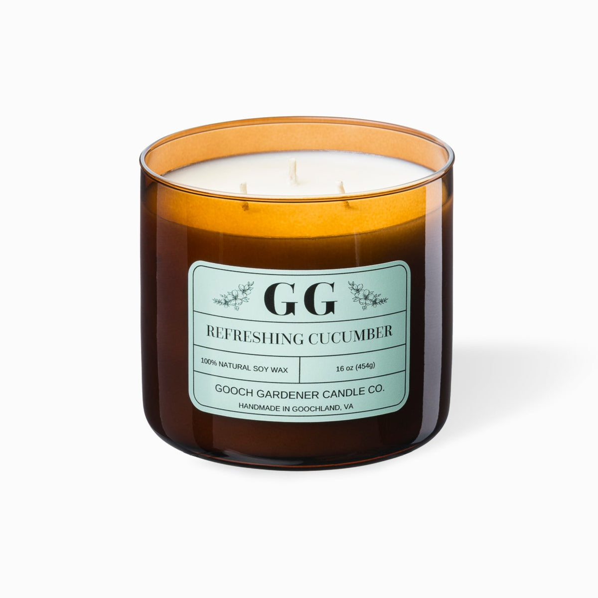 Candle with a label on a white background